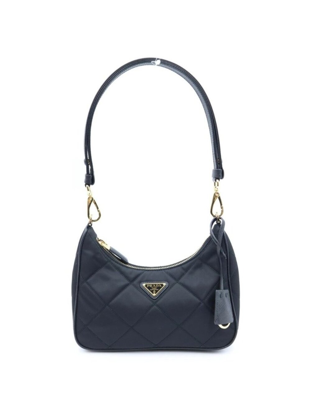 Prada Re Edition Shoulder Bag Chain Black Nylon Gold